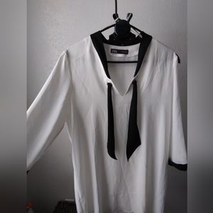 Zara White Dress, snag on front across bottom